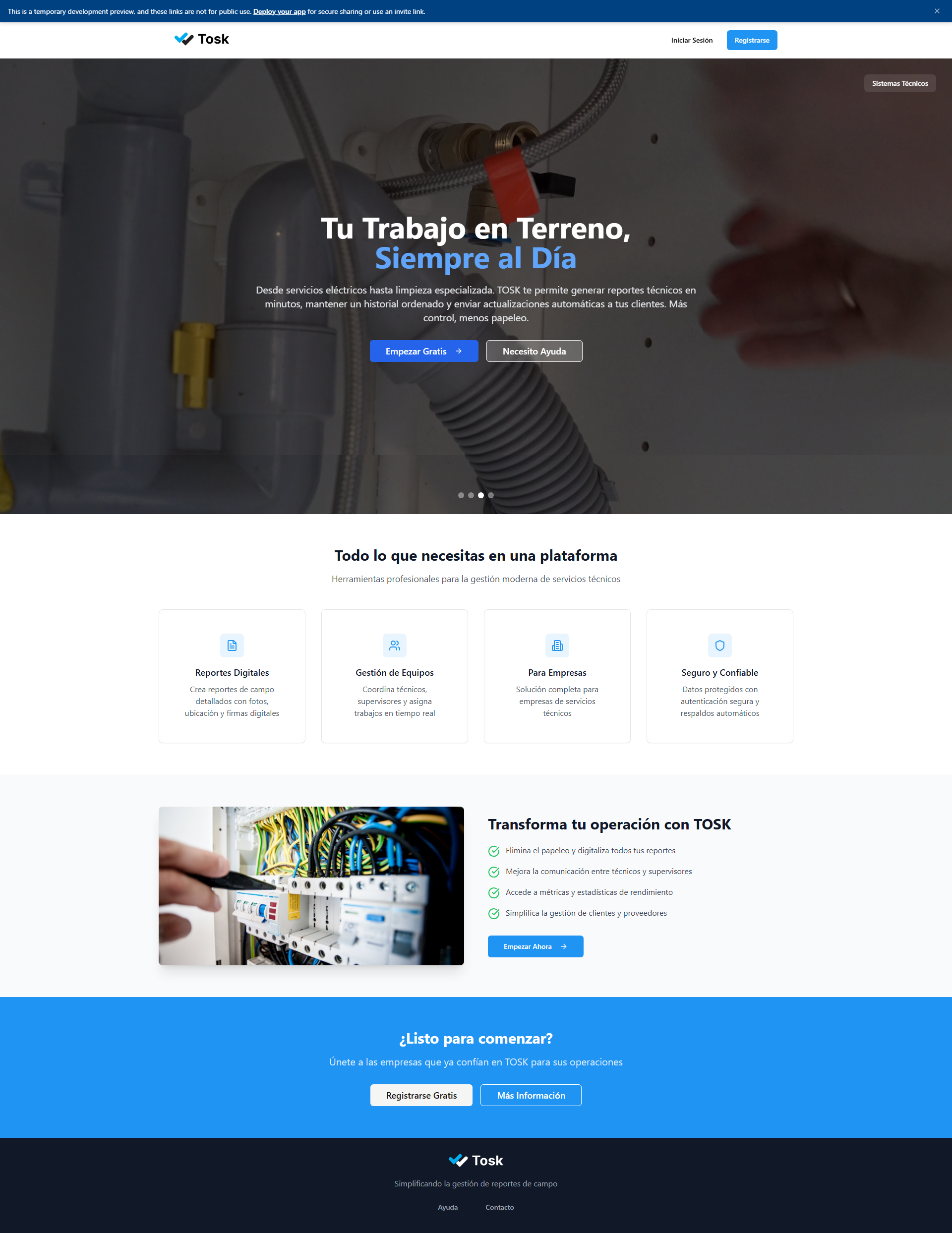 TOSK Landing Page